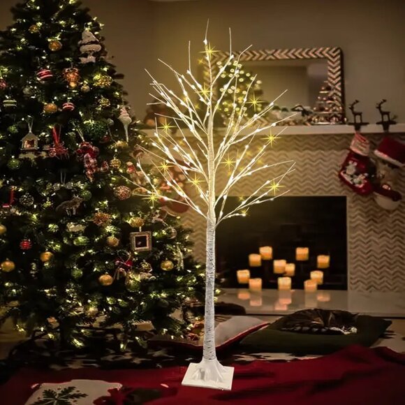 🎄Pak of 2 🎄- 5 ft Warm White Lighted Birch Tree Lights - Christmas Home Decor - Picture 2 of 16